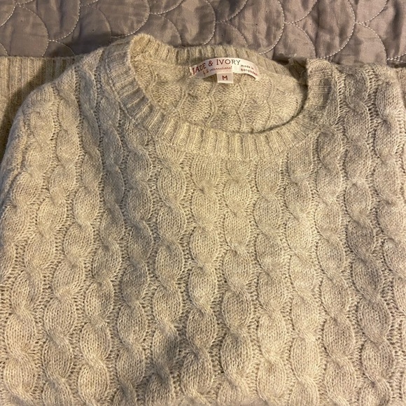 Jade & Ivory size medium knitted beige sweater $40 - Picture 4 of 4
